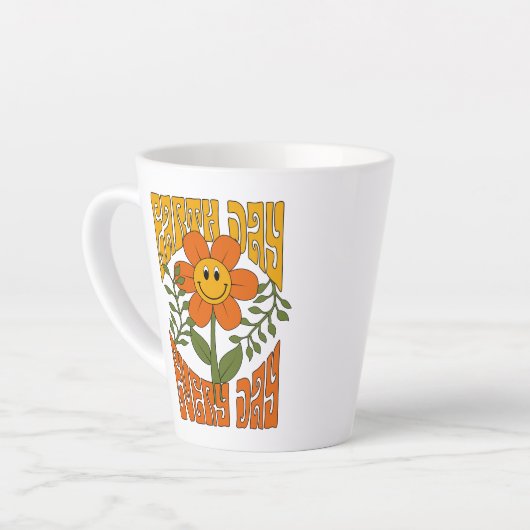 70's Retro glimlende Daisy Flower Latte Mok (Linkerhoek)