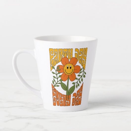 70's Retro glimlende Daisy Flower Latte Mok (Links)