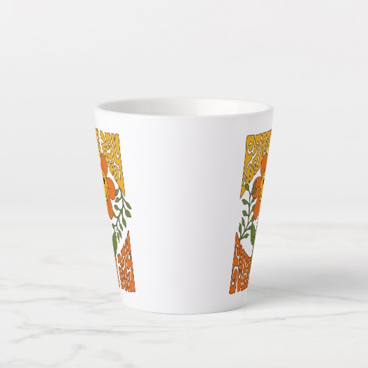 70's Retro glimlende Daisy Flower Latte Mok (Voorkant)