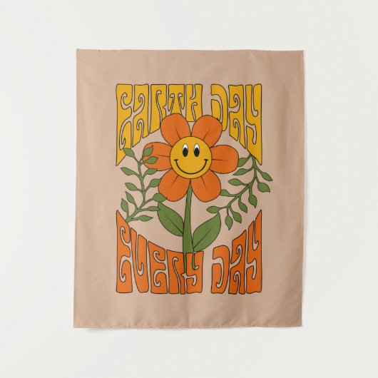 70's Retro glimlende Daisy Flower Wandkleed (Voorkant)