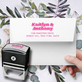 70's Retro Groovy Bruiloft Zelfinktende Stempel