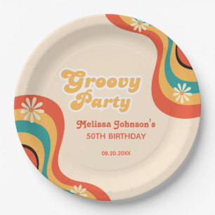 70s Retro Groovy Party Daisies Bloem Verjaardag Papieren Bordje