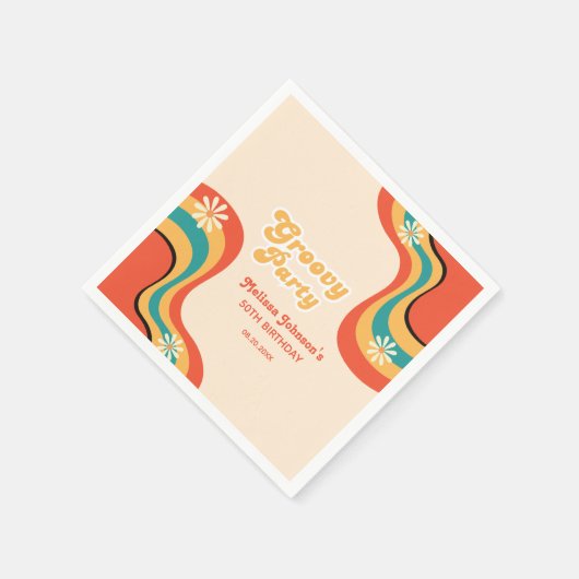 70s Retro Groovy Party Daisies Bloem Verjaardag Servet (Hoek)