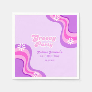 70s Retro Groovy Party Daisies Paarse Verjaardag Servet