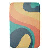 70s Retro Groovy Pattern Blauwgroen, Oranje, geel Badmat (Voorkant Verticaal)