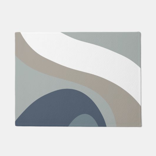 70s Retro Groovy Pattern Blue, grijs Deurmat (Voorkant)
