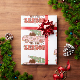 70s Retro Groovy Tis Het Seizoen Kerstmis Cadeaupapier