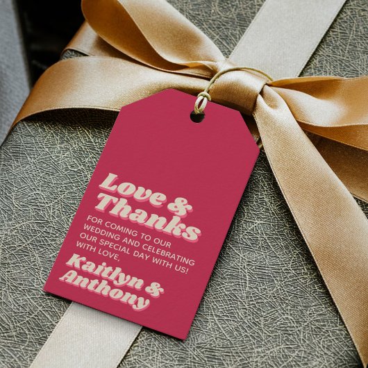 70's Retro Groovy Viva Magenta Wedding Cadeaulabel