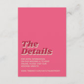 70's Retro Groovy Viva Magenta Wedding Detail Informatiekaartje (Voorkant)