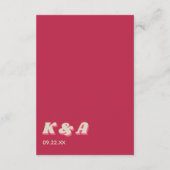 70's Retro Groovy Viva Magenta Wedding Detail Informatiekaartje (Achterkant)