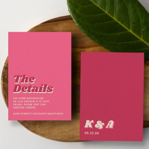70's Retro Groovy Viva Magenta Wedding Detail Informatiekaartje