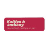 70's Retro Groovy Viva Magenta Wedding Etiket (Voorkant)