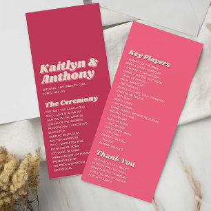 70's Retro Groovy Viva Magenta Wedding Programma