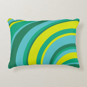 70s Retro Groovy Wave Regenboog Blauwgroen Groen G Accent Kussen