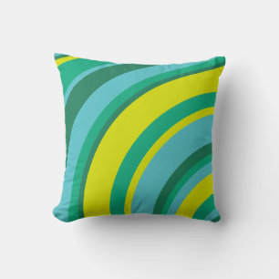 70s Retro Groovy Wave Regenboog Blauwgroen Groen G Kussen