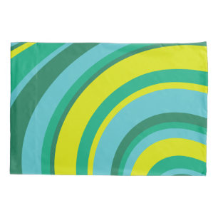 70s Retro Groovy Wave Regenboog Blauwgroen Groen Kussensloop