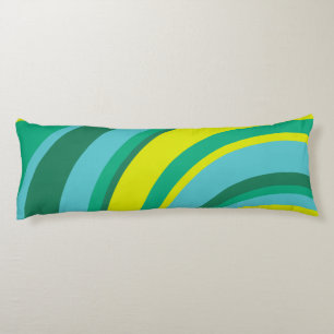 70s Retro Groovy Wave Regenboog Blauwgroen Groen Lichaamskussen