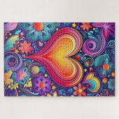 70s Retro Heart Pride Kleurrijke Puzzel (Horizontaal)