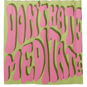 70s Retro: 'Meditate' Motivatie Poster Douchegordijn