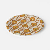 70s Retro Mid-Century Floral Pattern Papieren Bordje (Gekanteld)