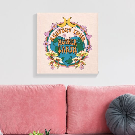 70's Retro Moeder Aarde Grafisch Canvas Afdruk (Insitu (Woonkamer))