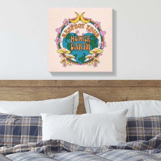 70's Retro Moeder Aarde Grafisch Canvas Afdruk (Insitu (Slaapkamer))