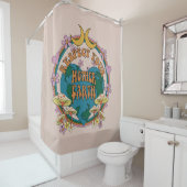 70's Retro Moeder Aarde Grafisch Douchegordijn (In situ)