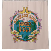 70's Retro Moeder Aarde Grafisch Douchegordijn (Voorkant)