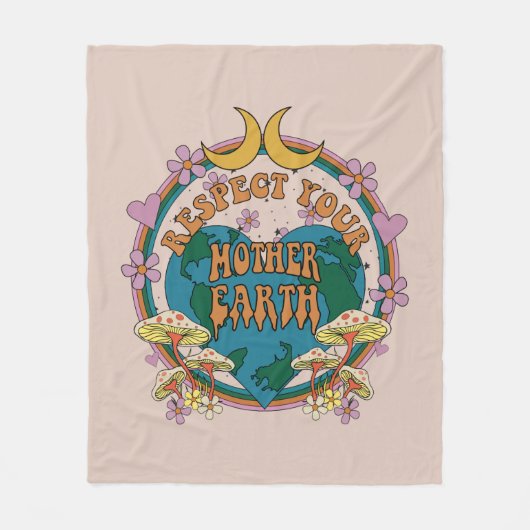 70's Retro Moeder Aarde Grafisch Fleece Deken (Voorkant)