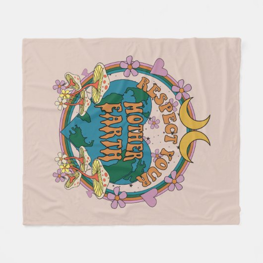 70's Retro Moeder Aarde Grafisch Fleece Deken (Voorkant (Horizontaal))