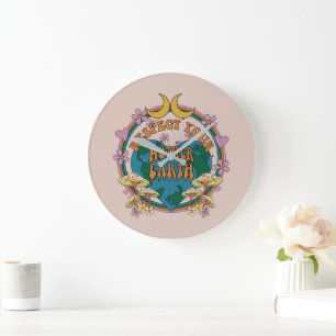 70's Retro Moeder Aarde Grafisch Grote Klok