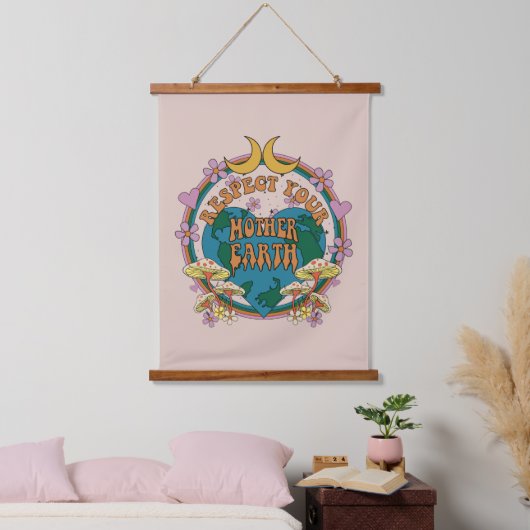 70's Retro Moeder Aarde Grafisch Hangend Wandkleed (Slaapkamer)