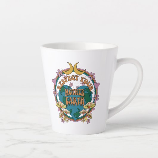 70's Retro Moeder Aarde Grafisch Latte Mok (Rechts)