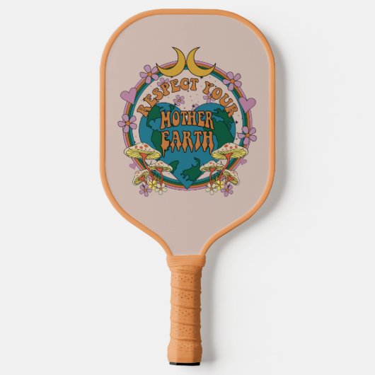 70's Retro Moeder Aarde Grafisch Pickleball Paddle (Achterkant)