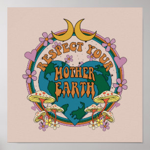 70's Retro Moeder Aarde Grafisch Poster