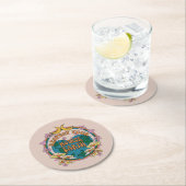 70's Retro Moeder Aarde Grafisch Ronde Kartonnen Onderzetter (Insitu)