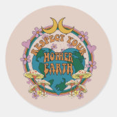 70's Retro Moeder Aarde Grafisch Ronde Sticker (Voorkant)