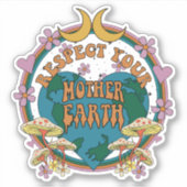 70's Retro Moeder Aarde Grafisch Sticker (Voorkant)