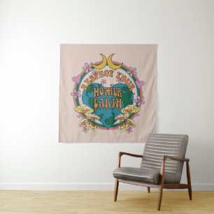 70's Retro Moeder Aarde Grafisch Wandkleed