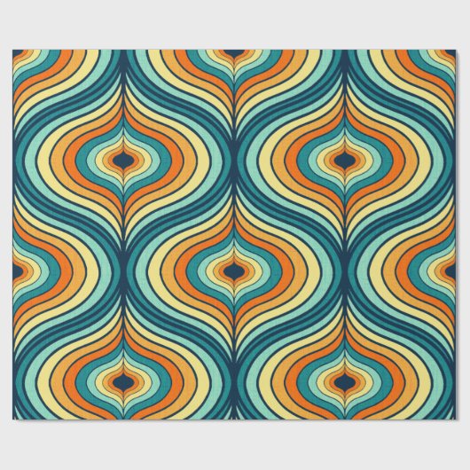70's Retro Pallet Ogee Vorm herhaal Patroon Cadeaupapier (Vlak)