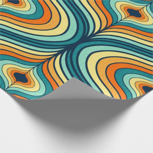 70's Retro Pallet Ogee Vorm herhaal Patroon Cadeaupapier (Hoek)