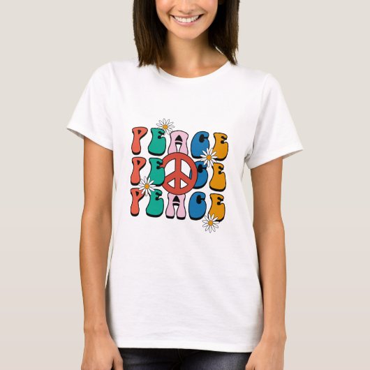 70's Retro Peace T-shirt voor dames (Voorkant)