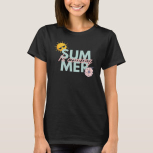 70s Retro Roze en blauwgroen : De zomer komt eraan T-shirt
