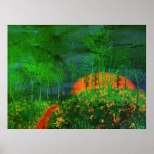 70's Retro Schilderd landschap Poster