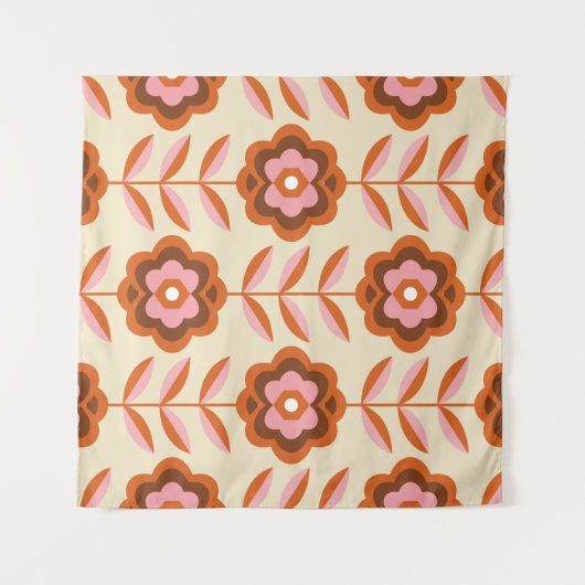 70's Retro Seamless Pattern. 60s en 70s Aesthetic Wandkleed (Voorkant (horizontaal))