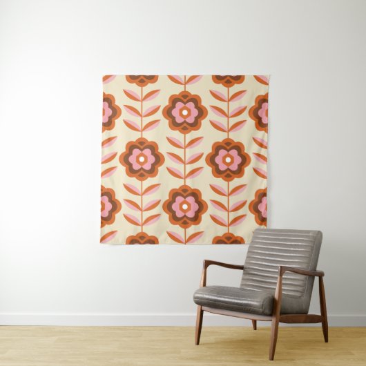 70's Retro Seamless Pattern. 60s en 70s Aesthetic Wandkleed (In situ)