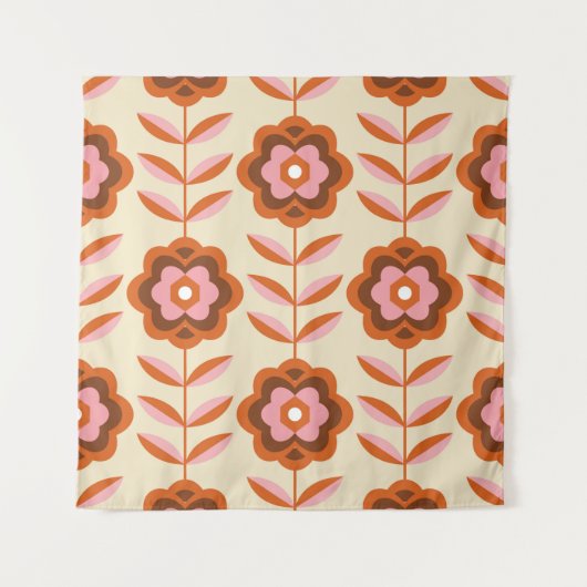 70's Retro Seamless Pattern. 60s en 70s Aesthetic Wandkleed (Voorkant)