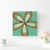70's retro spring hippie flower power vierkante klok (Huis)