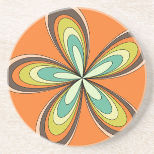 70's retro spring hippie flower power zandsteen onderzetter