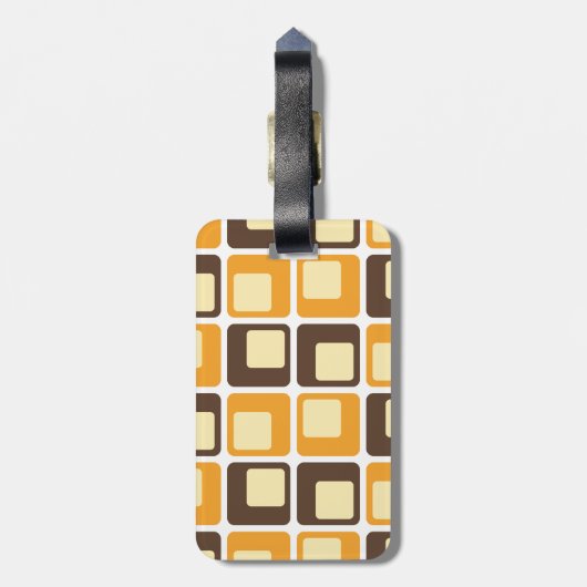 70s Retro Square Shapes Pattern Bagagelabel (Achterkant verticaal)
